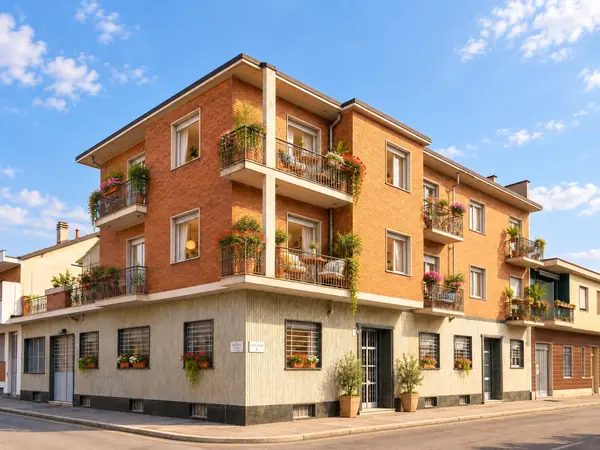 Casa Veronese Levi — el edificio visto desde la esquina de la calle